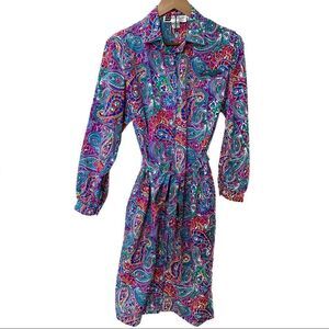 Don Elliot Vintage Paisley Shirt Dress Size 8P